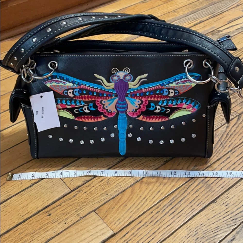 Dragonfly Embroidered Conceal Carry Purse Bag BNWT - Picture 9 of 9